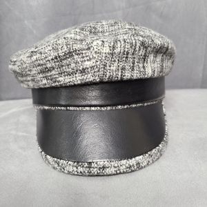Gray Newsboy cap with pleather detail #2